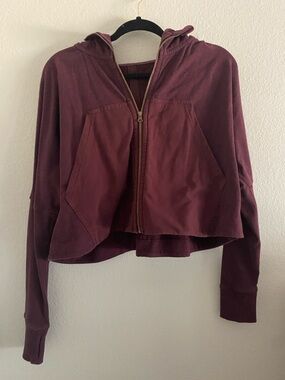 Lululemon Hoodie Jacket Cropped Boxy Fit XS/S Burgundy Full Zip
